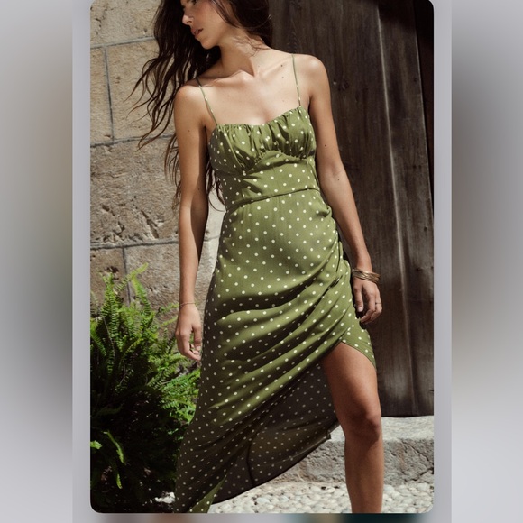Zara | Dresses | Zara Dotted Midi Corset Dress Nwt | Poshmark